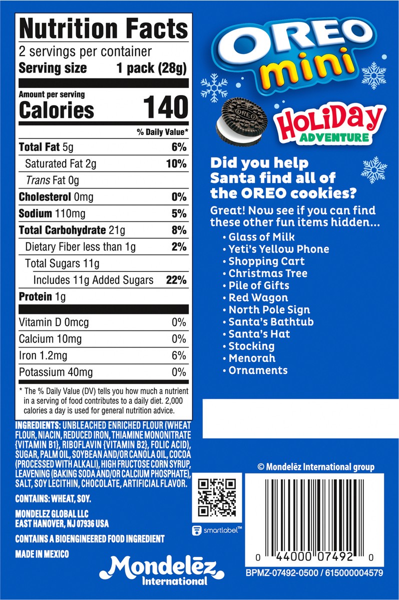 slide 4 of 9, OREO Holiday Adventure Storybook Stocking Stuffer, 2 - 1 oz Snack Packs of OREO Mini Chocolate Sandwich Cookies, 2 oz