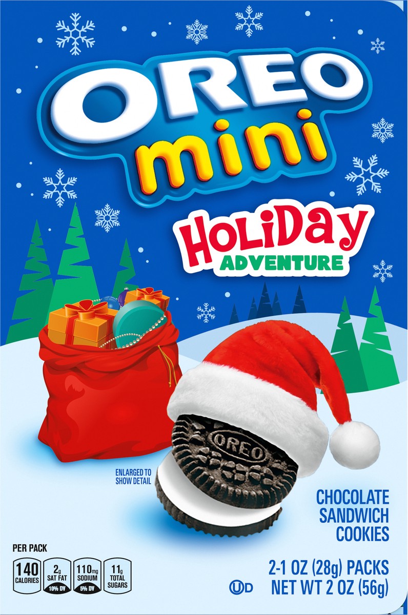 slide 6 of 9, OREO Holiday Adventure Storybook Stocking Stuffer, 2 - 1 oz Snack Packs of OREO Mini Chocolate Sandwich Cookies, 2 oz