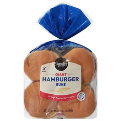 Signature Select Buns Hamburger Enriched Giant 8 Count - 18.5 Oz
