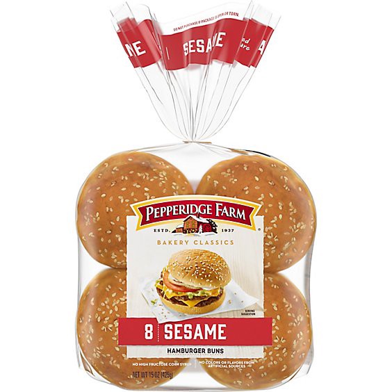 slide 1 of 1, Pepperidge Farm Bakery Classics Sesame Topped Hamburger Buns - 15 Oz, 15 oz