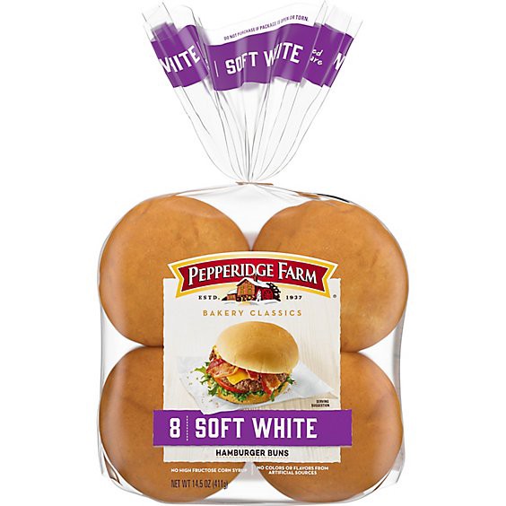 slide 1 of 1, Pepperidge Farm Bakery Classics Soft White Hamburger Buns - 14.5 Oz, 14.5 oz