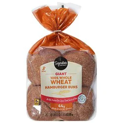 Signature Select 100% Whole Wheat Hamburger Buns - 21 Oz