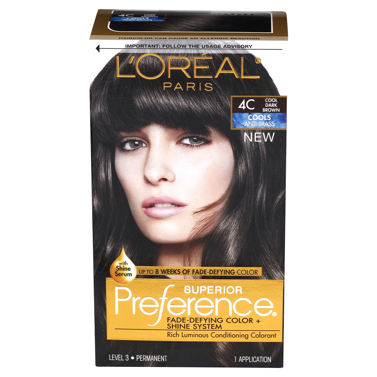 slide 1 of 1, L'Oréal Superior Preference Fade-Defying Color + Shine System - Cools Anti-Brass 4C Cool Dark Brown, 1 ct
