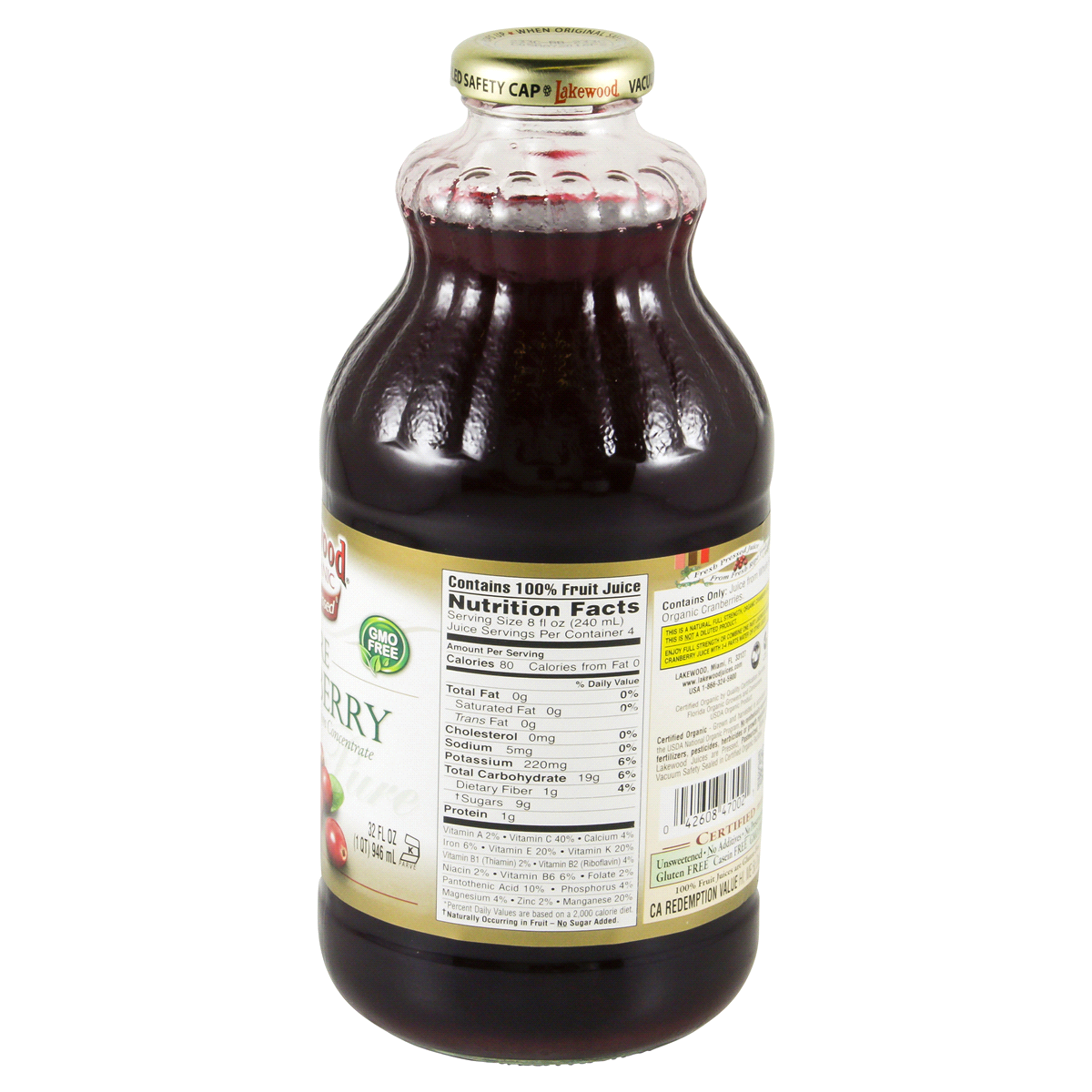 slide 4 of 4, Lakewood Organic Pure Cranberry Juice, 32 fl oz