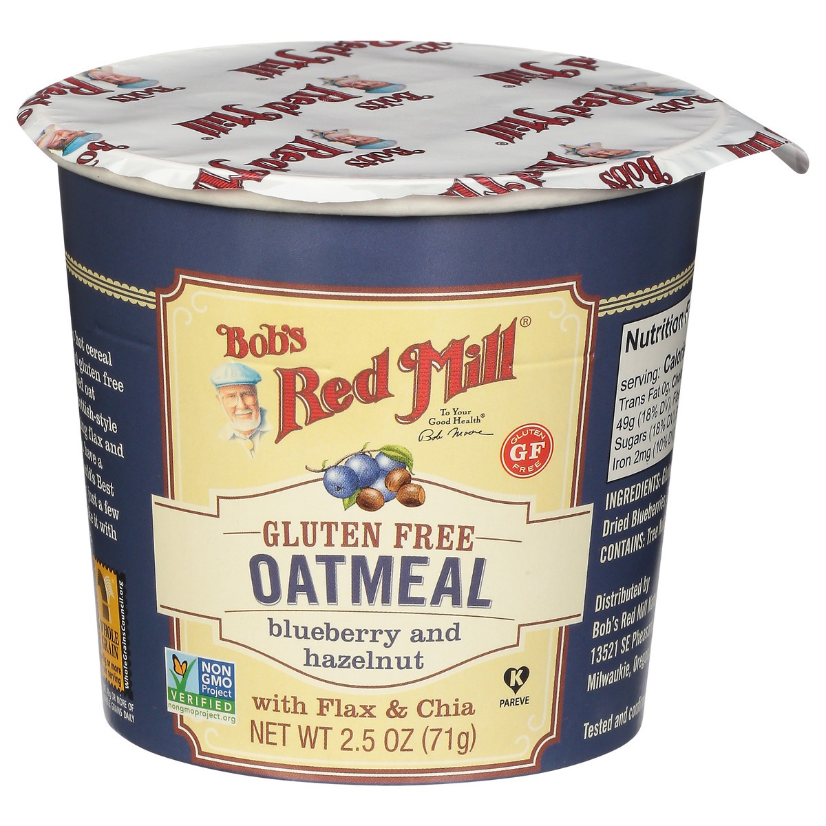 slide 1 of 9, Bob's Red Mill Bbry Hazlnt Oatml Cup, 2.5 oz