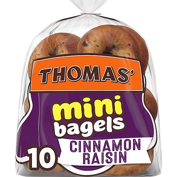 slide 1 of 6, Thomas' Cinnamon Raisin Mini Bagels 10 Count - 15 Oz, 15 oz