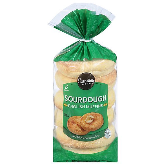 slide 1 of 1, Signature Select English Muffins Sourdough 6 Count - 12 Oz, 12 oz
