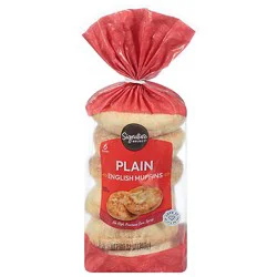 Signature Select Plain English Muffins - 6 Count