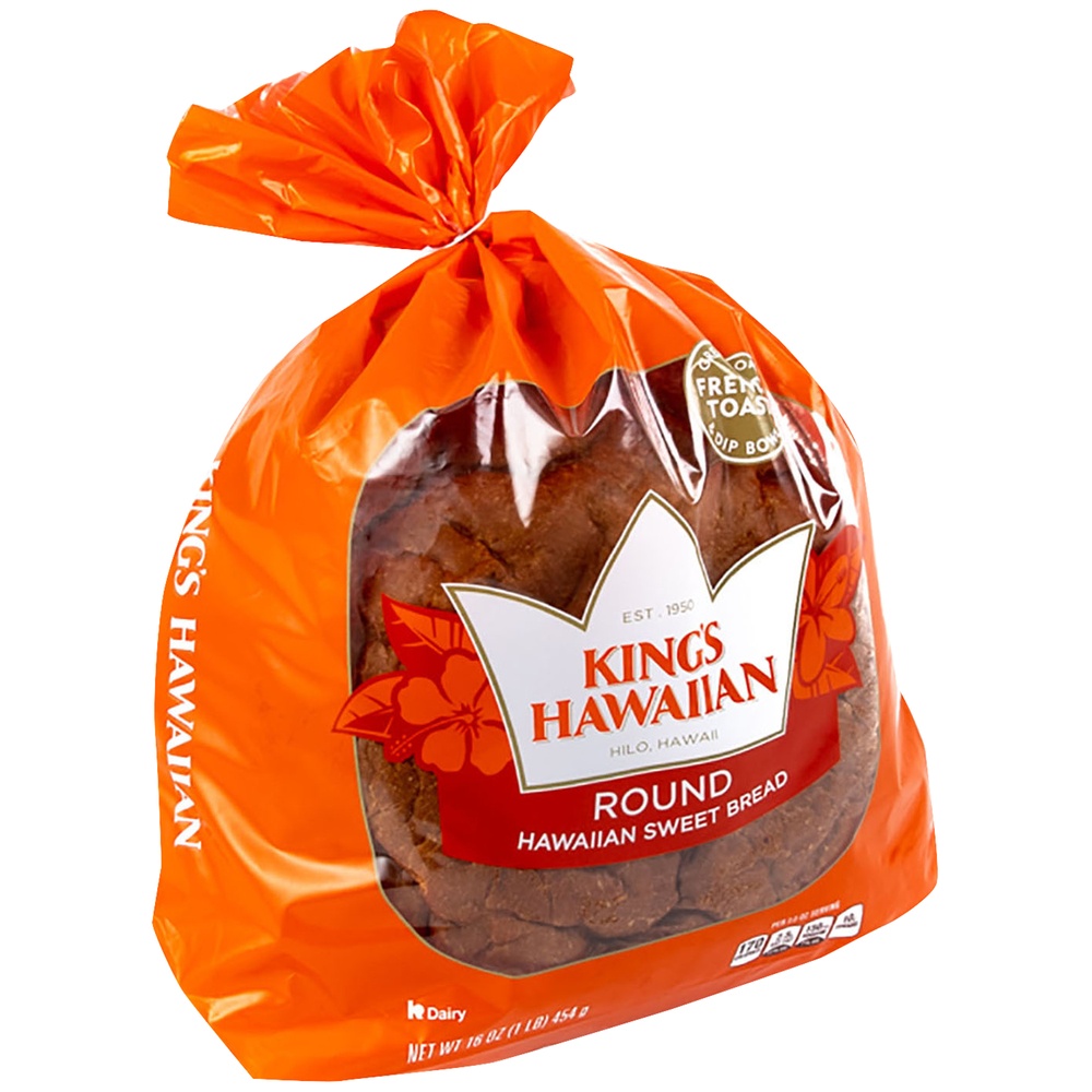 slide 2 of 8, KING'S HAWAIIAN Round Hawaiian Sweet Bread, Hawaiian Bread, 16 oz, 