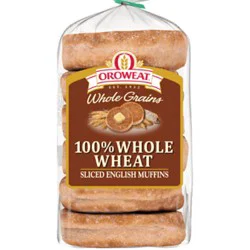 Oroweat 100% Whole Wheat English Muffins - 12.5 Oz