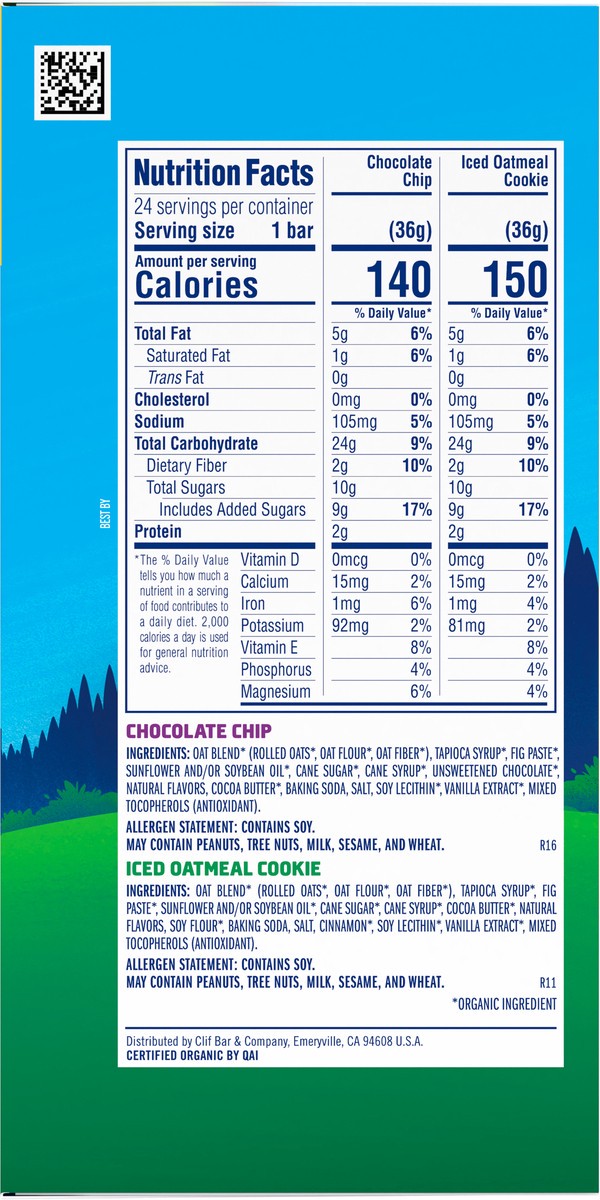 slide 2 of 9, Zbar - Chocolate Chip and Iced Oatmeal Cookie - Variety Pack - Soft Baked Whole Grain Snack Bars - USDA Organic - Non-GMO - Plant-Based - 1.27 oz. (24 Count), 30.48 oz