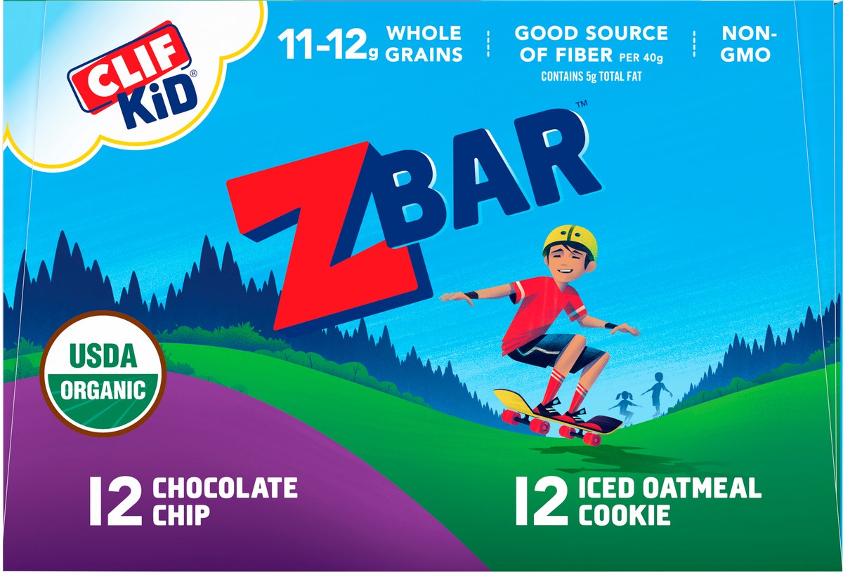 slide 8 of 9, Zbar - Chocolate Chip and Iced Oatmeal Cookie - Variety Pack - Soft Baked Whole Grain Snack Bars - USDA Organic - Non-GMO - Plant-Based - 1.27 oz. (24 Count), 30.48 oz