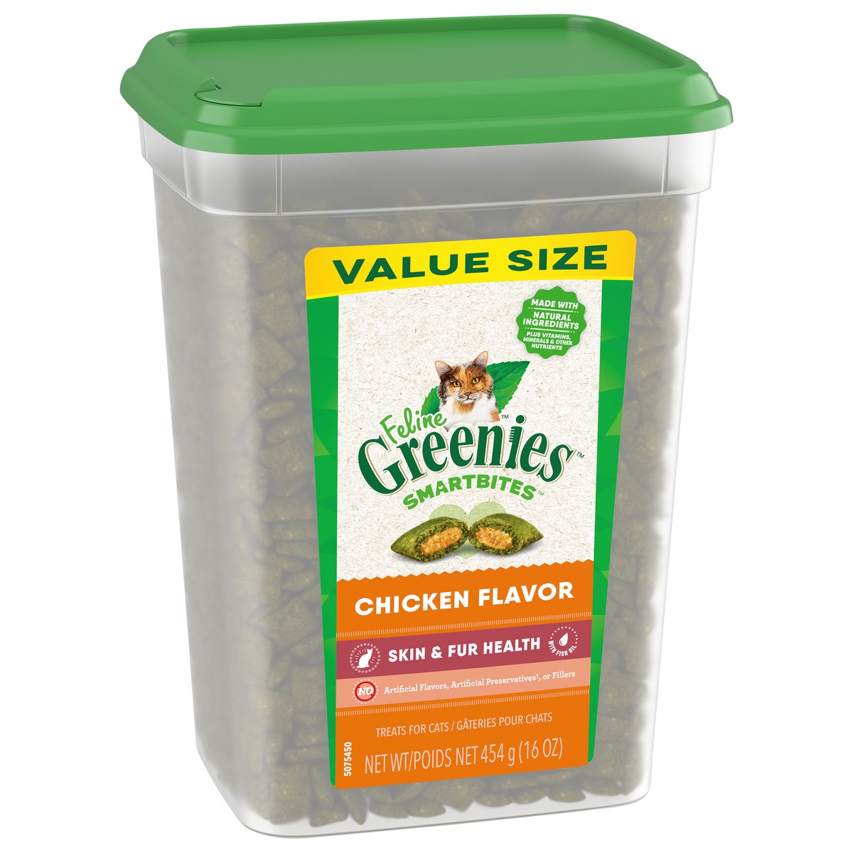 slide 2 of 9, Greenies Smartbites Skin & Fur Health Chicken Flavor Cat Treats Jumbo Size 16 oz, 16 oz