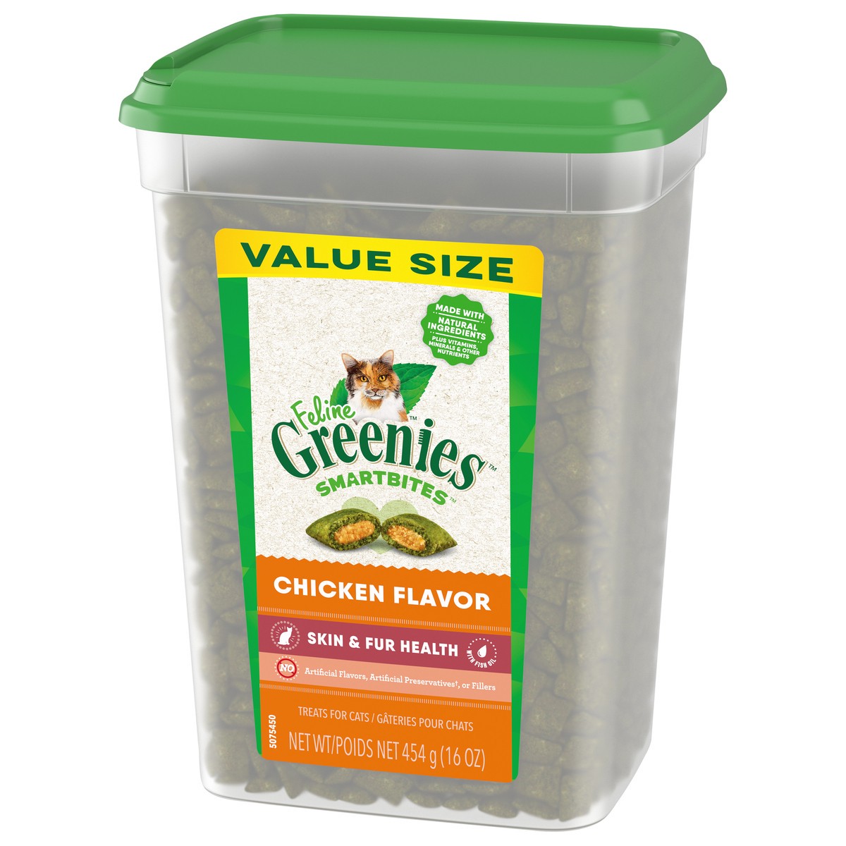 slide 4 of 9, Greenies Smartbites Skin & Fur Health Chicken Flavor Cat Treats Jumbo Size 16 oz, 16 oz