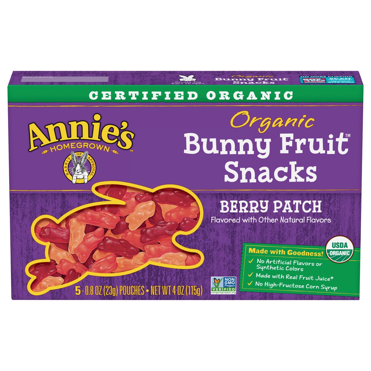 slide 1 of 1, Annie's Organic Berry Patch Bunny Fruit Snacks 5 ea, 5 ct