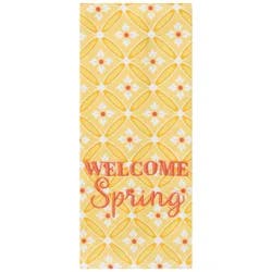 Meijer Corporate Seasonal Mcs Easter Welcome Spring Grid Yellow Embroidered Dual Kitchen Towel, 16 In X 26 In