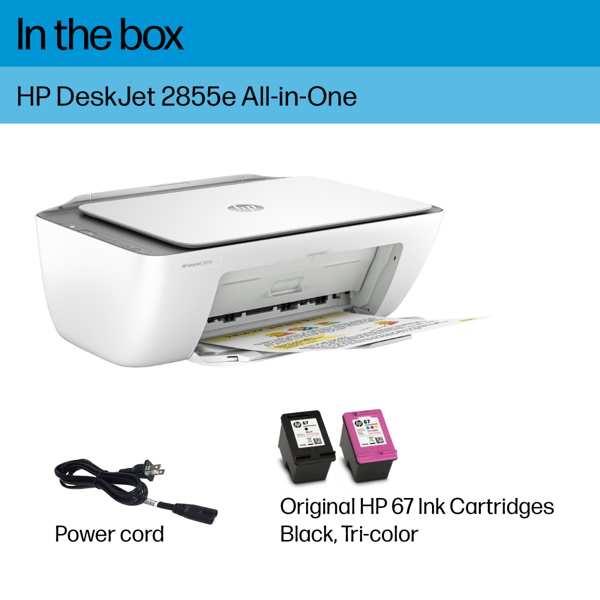 slide 7 of 8, HP Inc. HP DeskJet 2855e Wireless All-in-One Color Printer Scanner Copier with Instant Ink and HP+ (588S5A), 1 ct