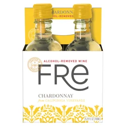 FRE Chardonnay California White Wine, Alcohol-Removed, 4 Pack, 187ml Plastic Bottles, 0% ABV