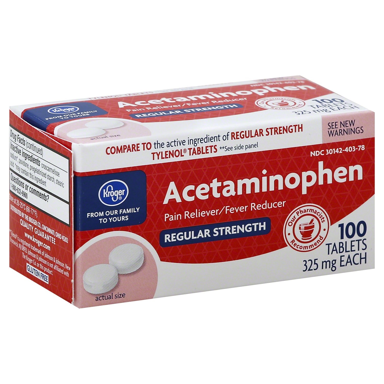 slide 1 of 1, Kroger Acetaminophen Tablets, 100 ct