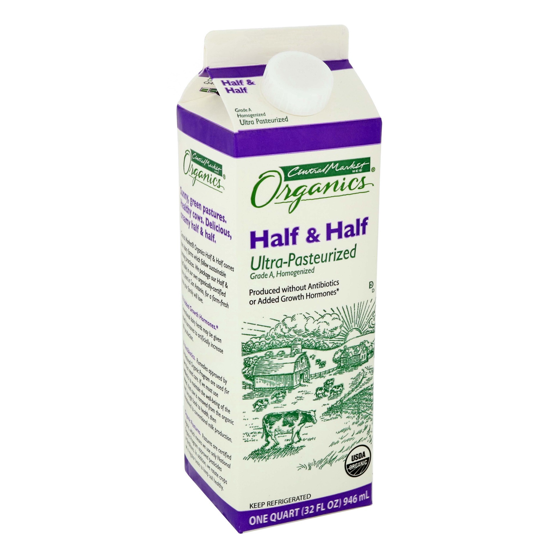 slide 1 of 1, Central Market Organic Half & Half, 32 oz