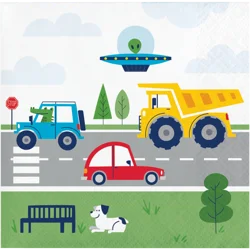 Creative Converting Transportation Time Beverage Napkin, 16 ct.