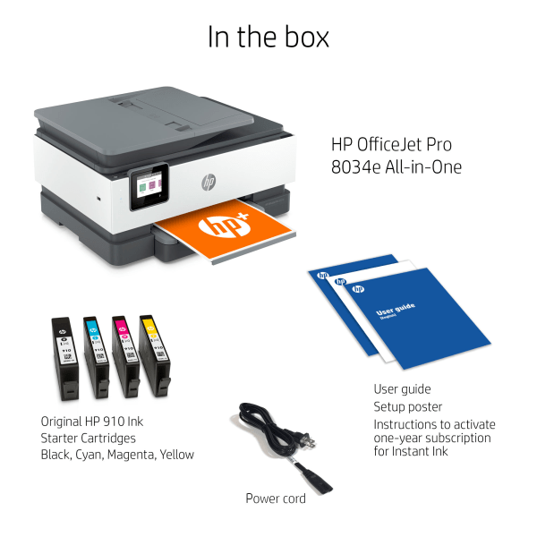 slide 8 of 10, HP Officejet Pro 8034e Wireless Color All-In-One Printer With 1 Full Year Instant Ink With + (1l0j0a), 1 ct