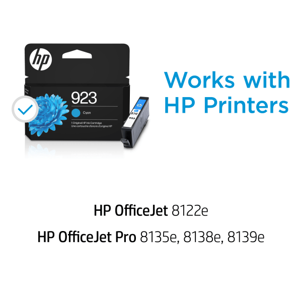 slide 5 of 10, Hp 923 Cyan Original Ink Cartridge, 4K0T0Ln, 1 ct