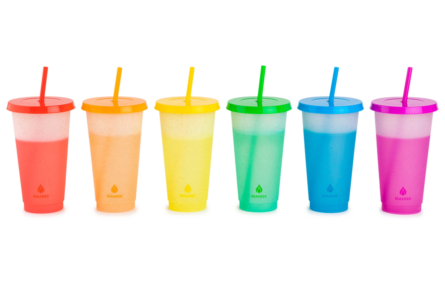 slide 2 of 2, Manna Color Changing Tumbler Set Rainbow Glitter, 6 ct; 24 oz
