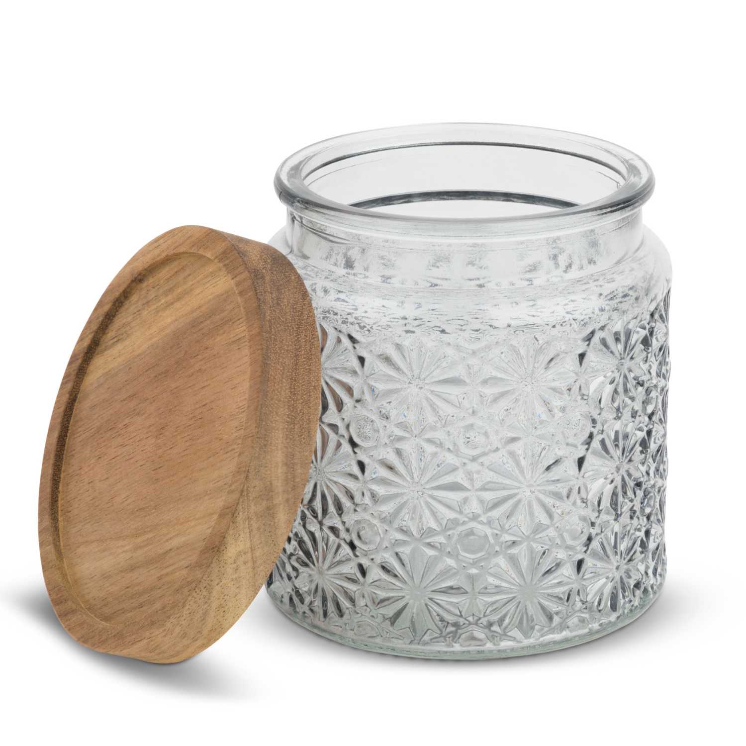slide 2 of 2, Core Bamboo Core Acacia Lid Canister Glass Geo Pewter 16.9Oz, 16.9 oz