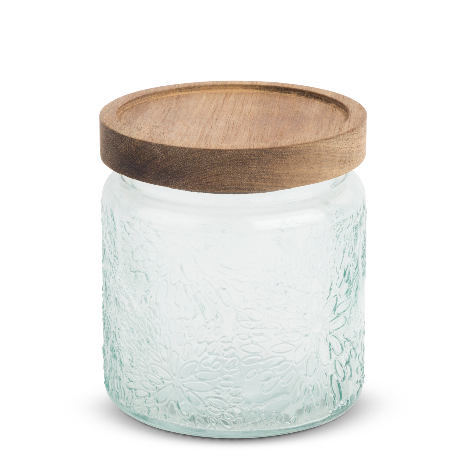 slide 2 of 3, CORE BAMBOO Core Acacia Lid Canister Glass Daisy Ripple 16.9oz, 16.9 oz