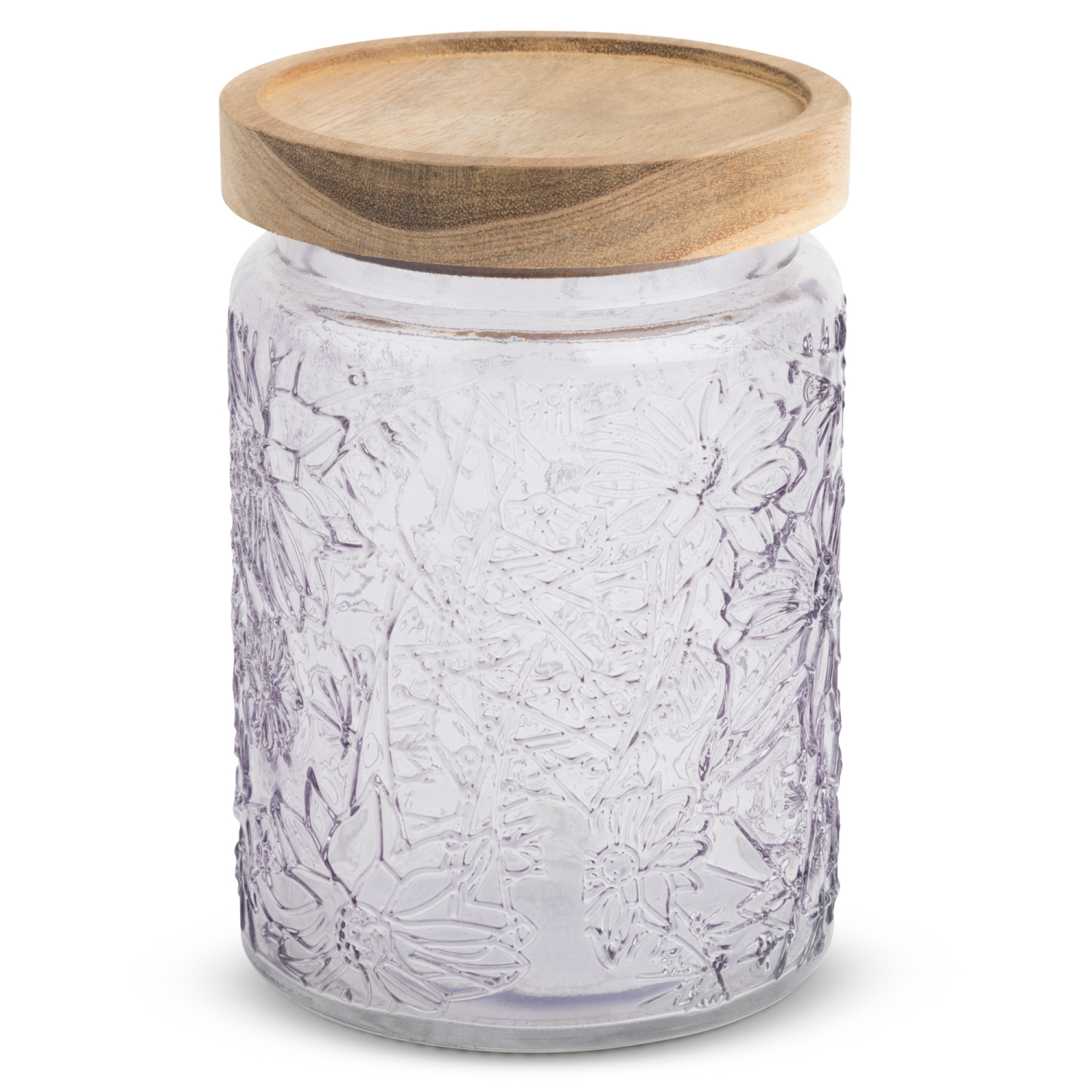 slide 2 of 3, Core Bamboo Core Acacia Lid Canister Glass Floral Haze 23.7Oz, 23.7 oz