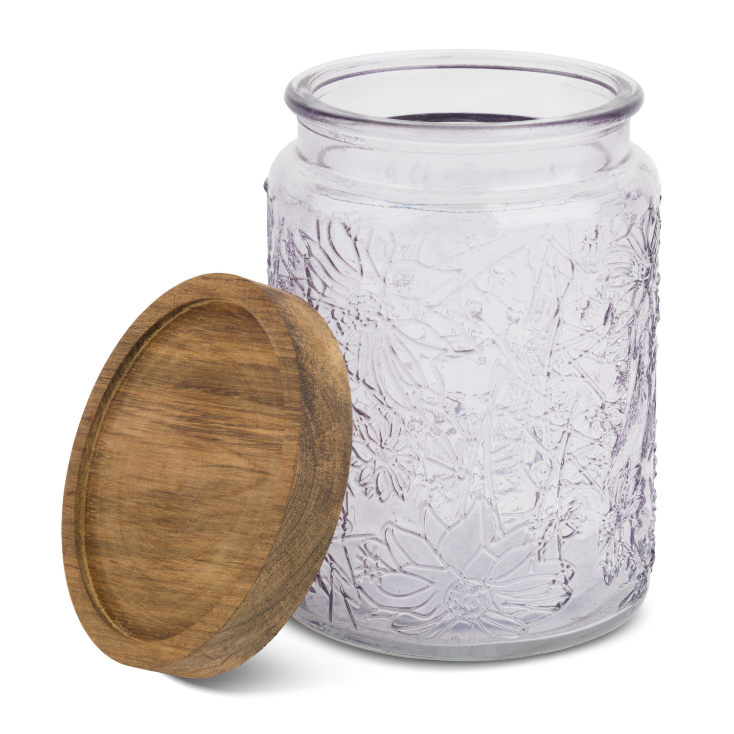 slide 3 of 3, Core Bamboo Core Acacia Lid Canister Glass Floral Haze 23.7Oz, 23.7 oz