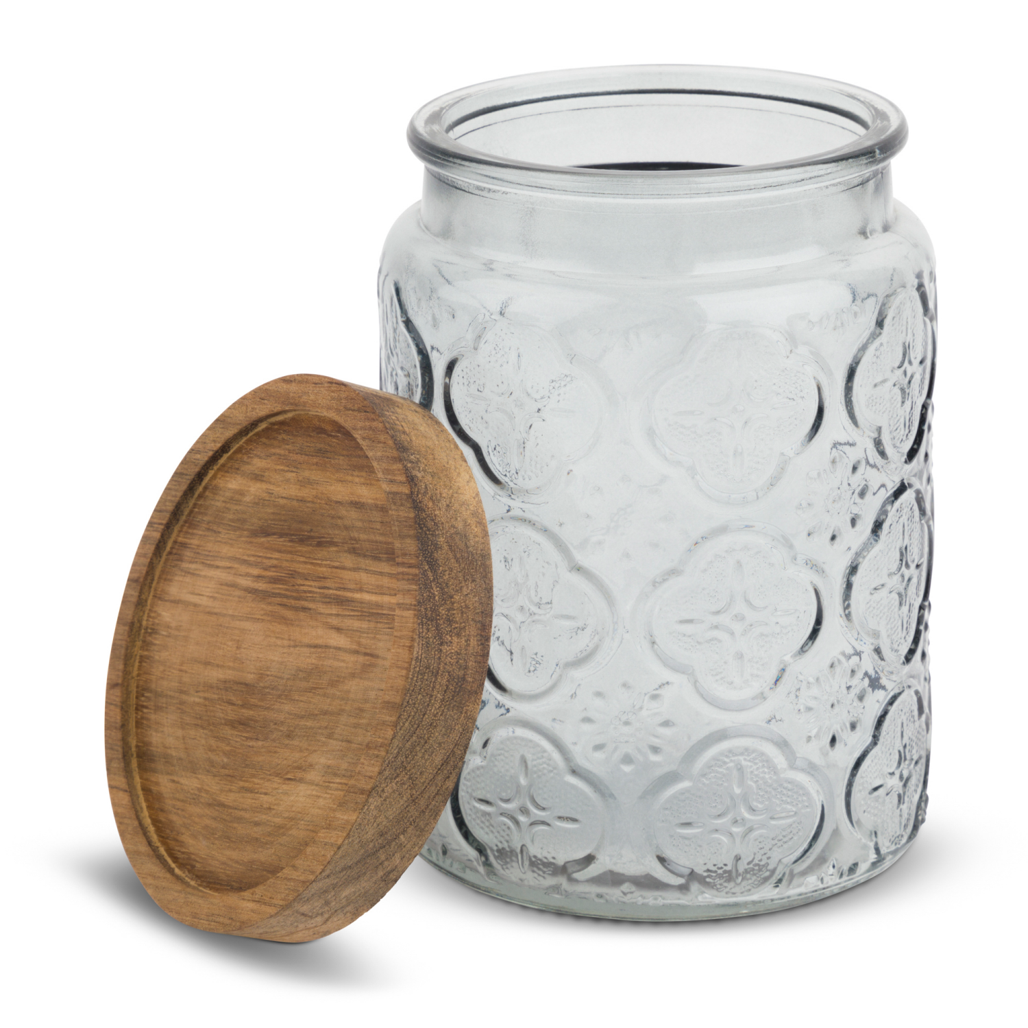 slide 2 of 2, CORE BAMBOO Core Acacia Lid Canister Glass Trellis Earth 23.7oz, 23.7 oz