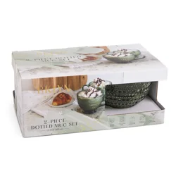 Core Bamboo Bklyn Steel 2Pc Dotted Mug Set Leaf 13.5Oz