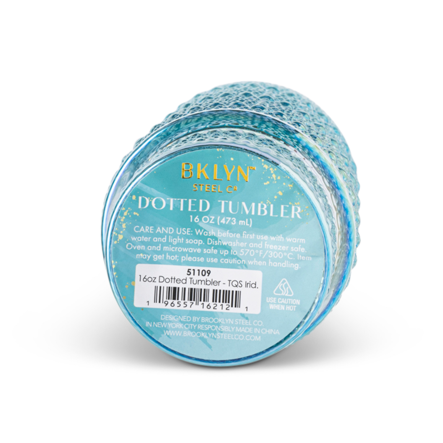 slide 2 of 2, Core Bamboo Bklyn Steel Tumbler Glass Dotted Turq 16Oz, 16 oz