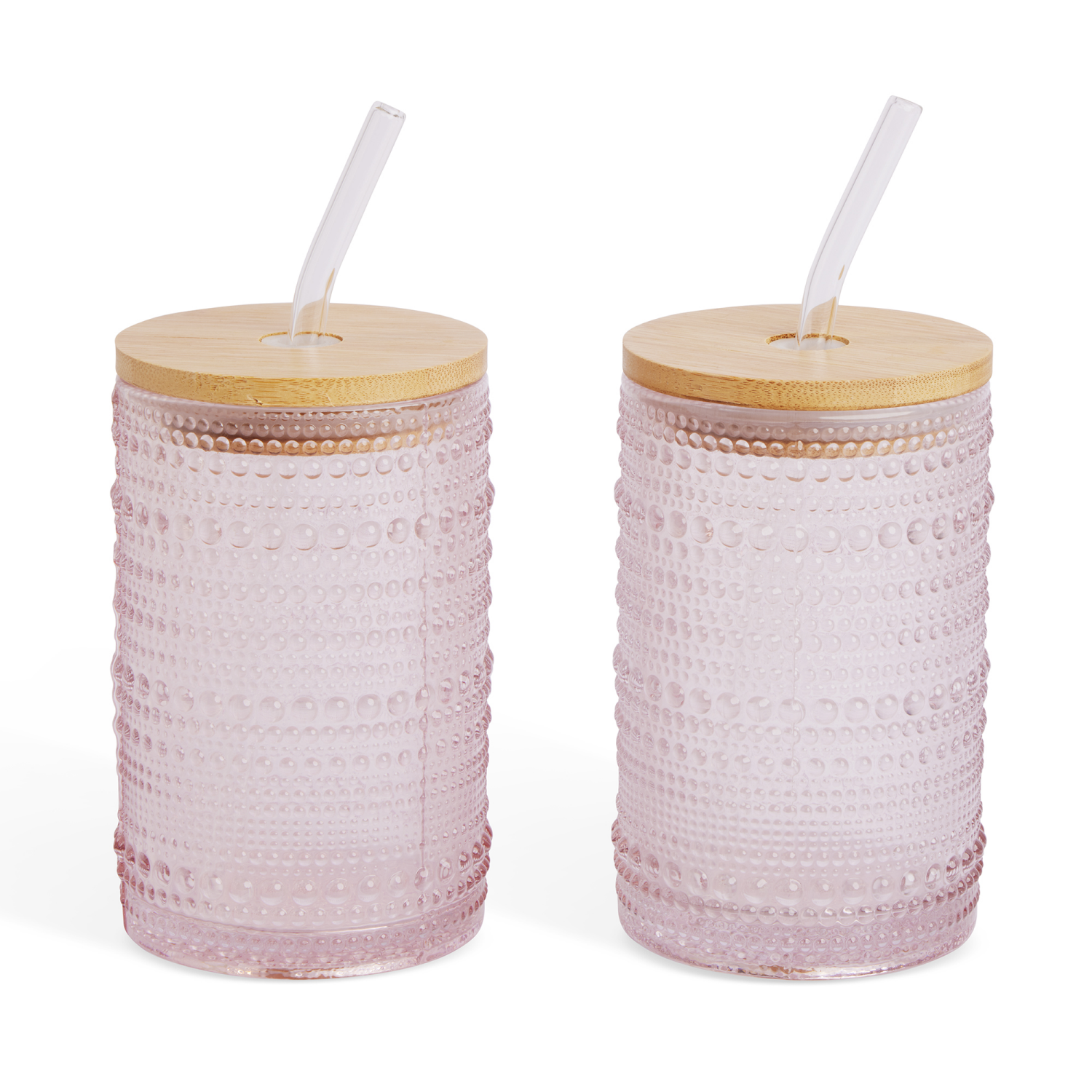 slide 2 of 2, Core Bamboo Medici 2Pc Dotted Glass Tumbler Pnk 22Oz, 2 ct; 22 oz