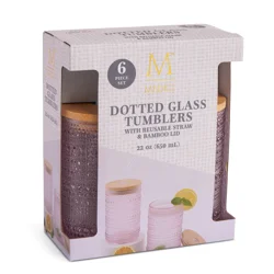 Core Bamboo Medici 2Pc Dotted Glass Tumbler Pnk 22Oz