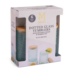 CORE BAMBOO Medici 2pc Dotted Glass Tumbler Rain 22oz