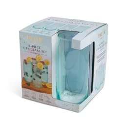 Core Bamboo Bklyn Steel Can Glass Set 4Pk Turq