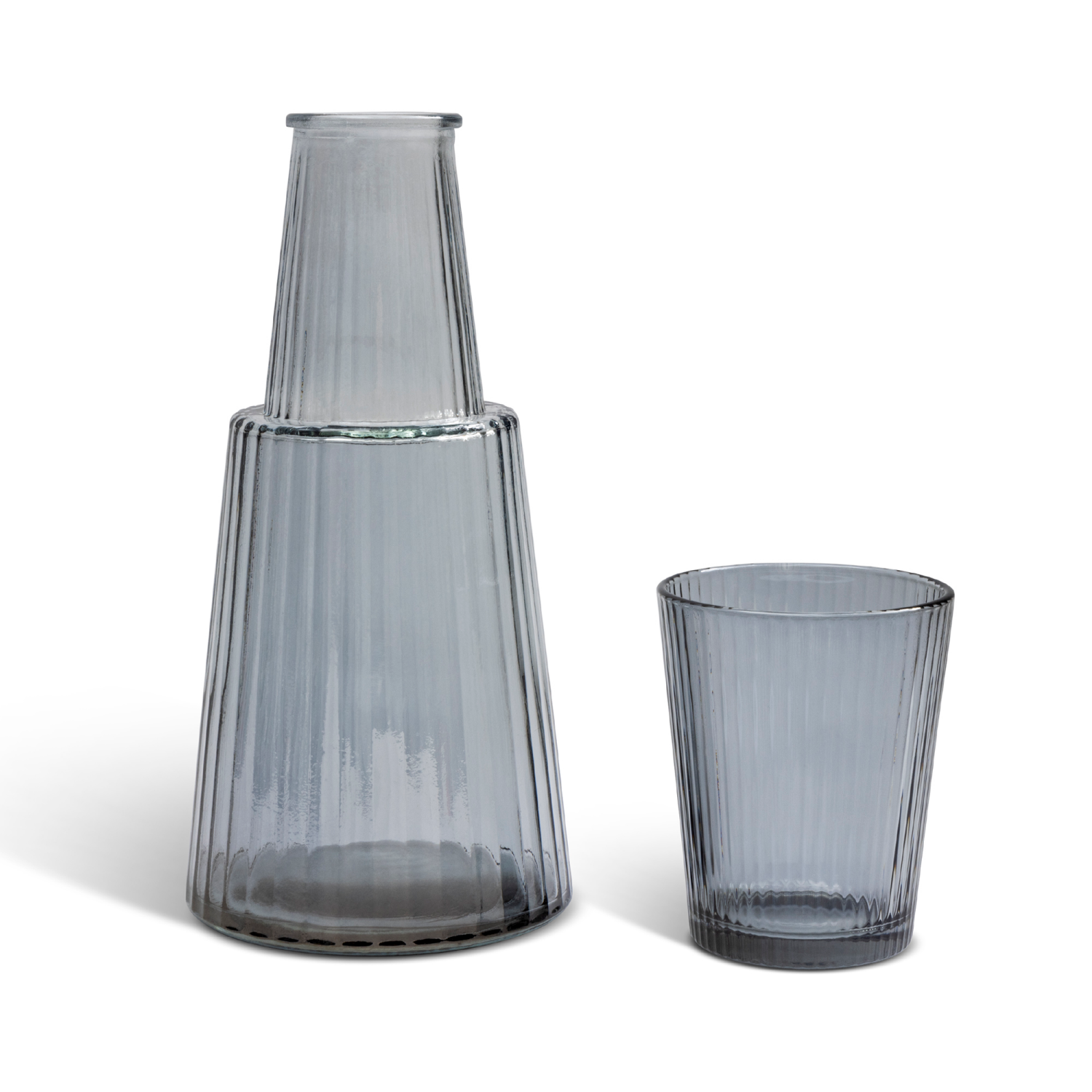 slide 2 of 2, Core Bamboo Bklyn Steel Ribbed Carafe Glass Smoke 26.3Oz, 26.3 oz