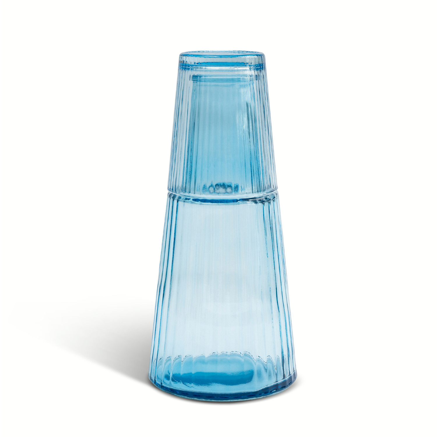 slide 2 of 3, Core Bamboo Bklyn Steel Ribbed Carafe Glass Denim 26.3Oz, 26.3 oz