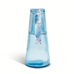 Core Bamboo Bklyn Steel Ribbed Carafe Glass Denim 26.3Oz