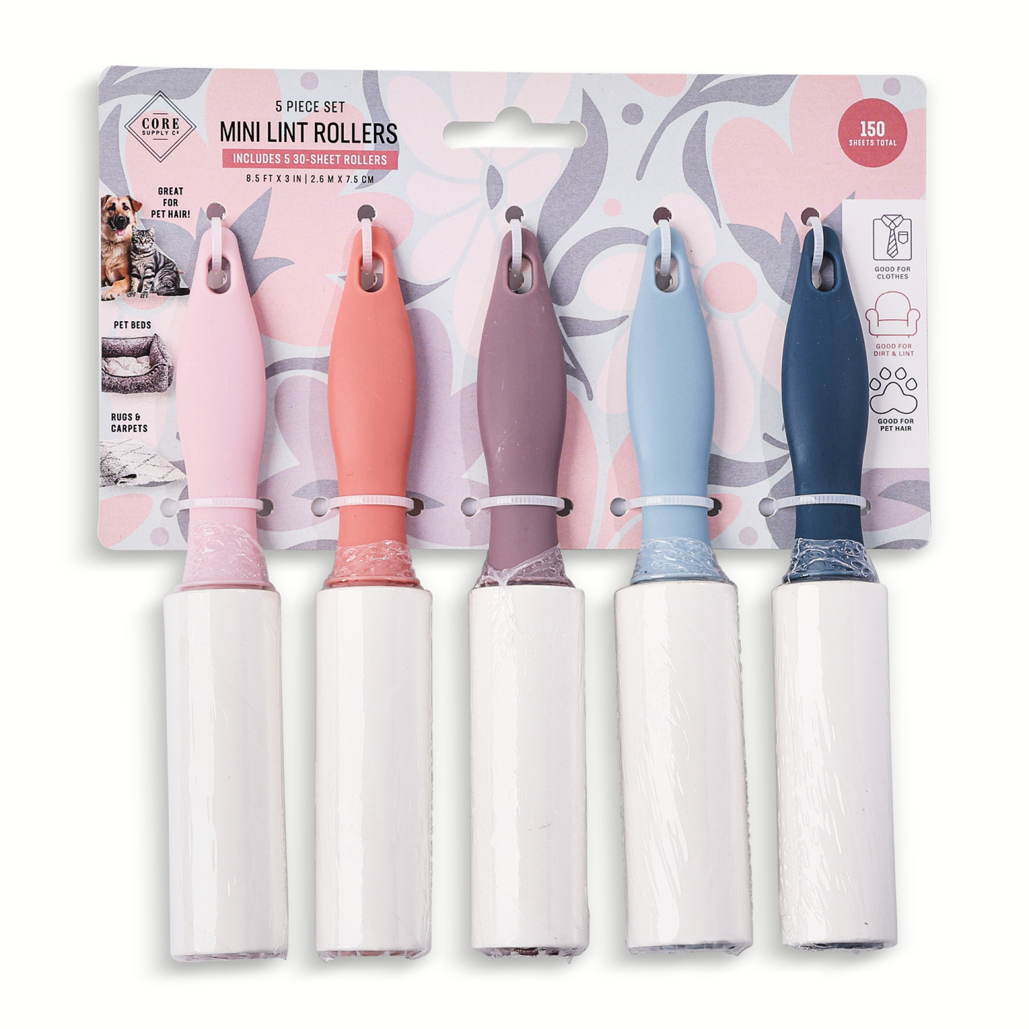 slide 2 of 2, Core Mini Linter Roller Set 5Pc Fantasia, 5 ct