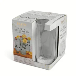 Core Bamboo Bklyn Steel Can Glass Set 4Pk Smoke