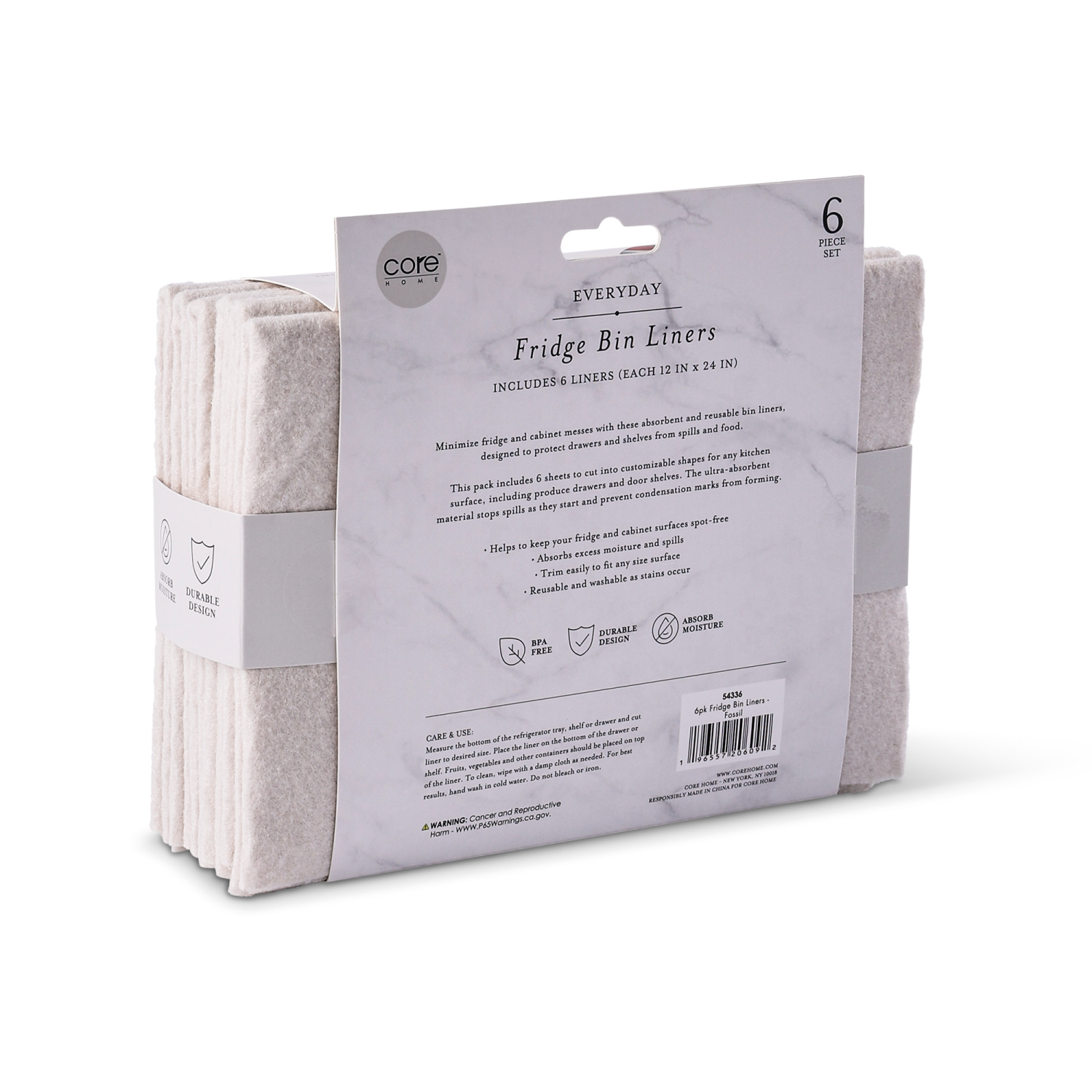 slide 2 of 2, Core Bamboo Core Fridge Bin Liners 6Pc Fossil, 6 ct