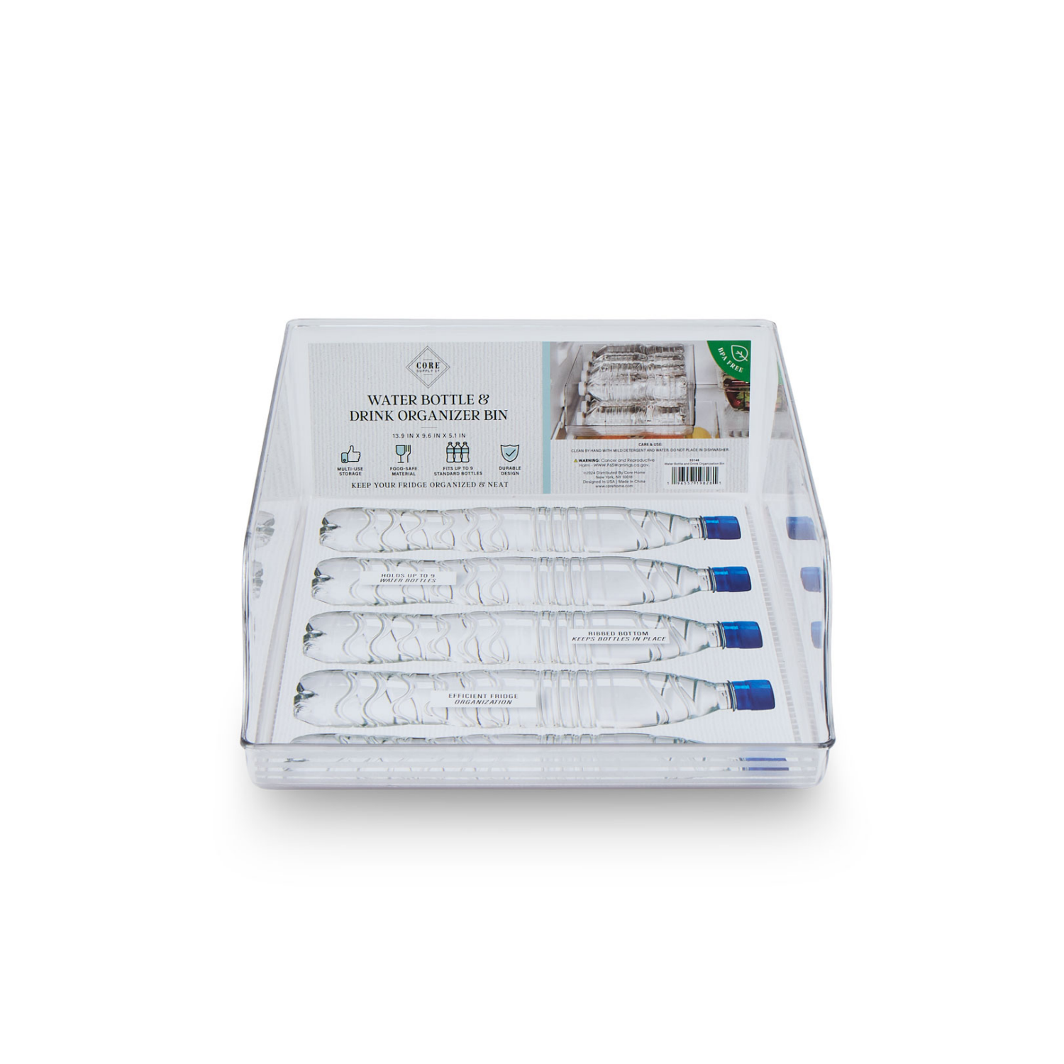 slide 1 of 3, CORE BAMBOO Core Water Bottle & Drink Organizer Bin, 1 ct