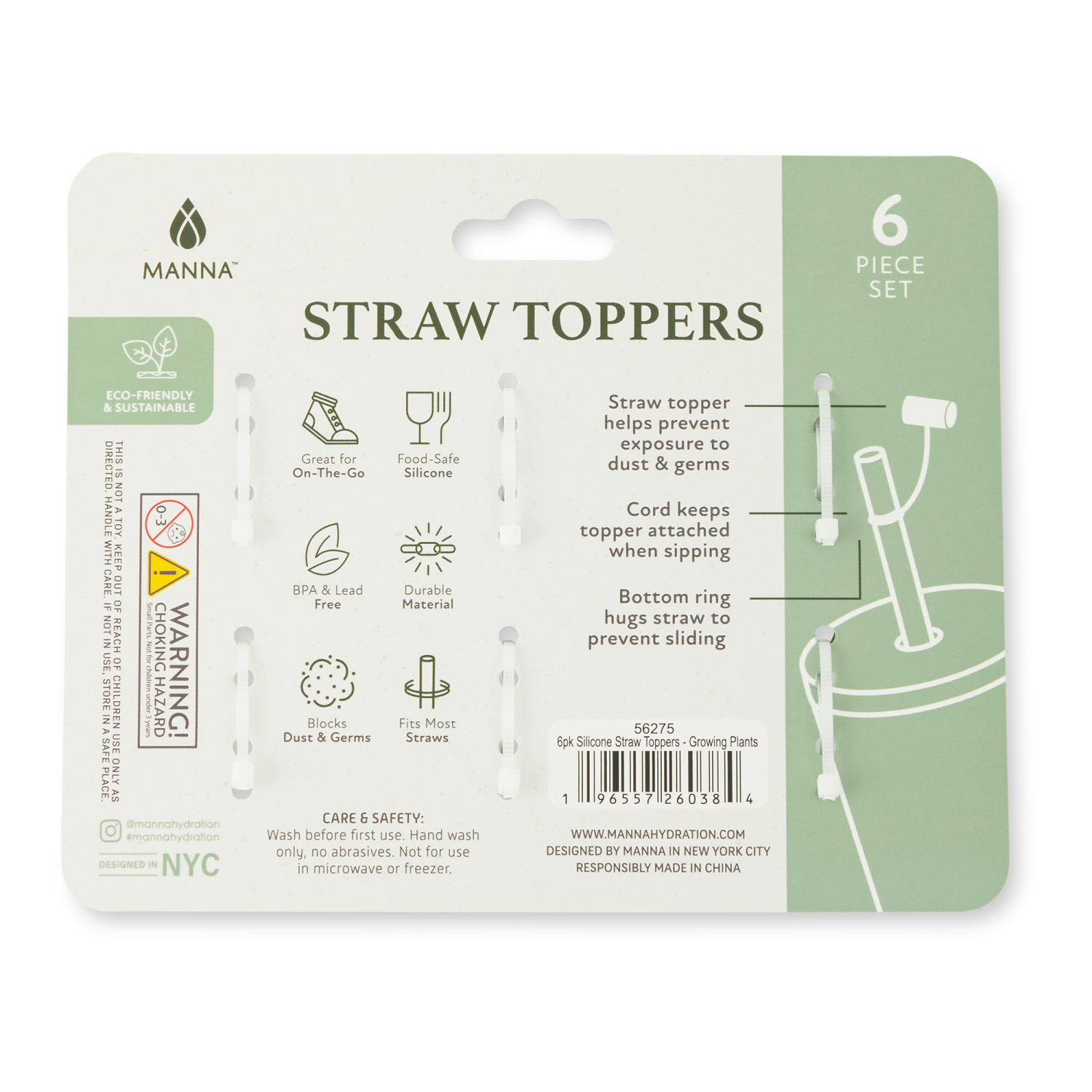 slide 3 of 3, Manna Straw Toppers Kids Asrt 2 6pk, 6 ct