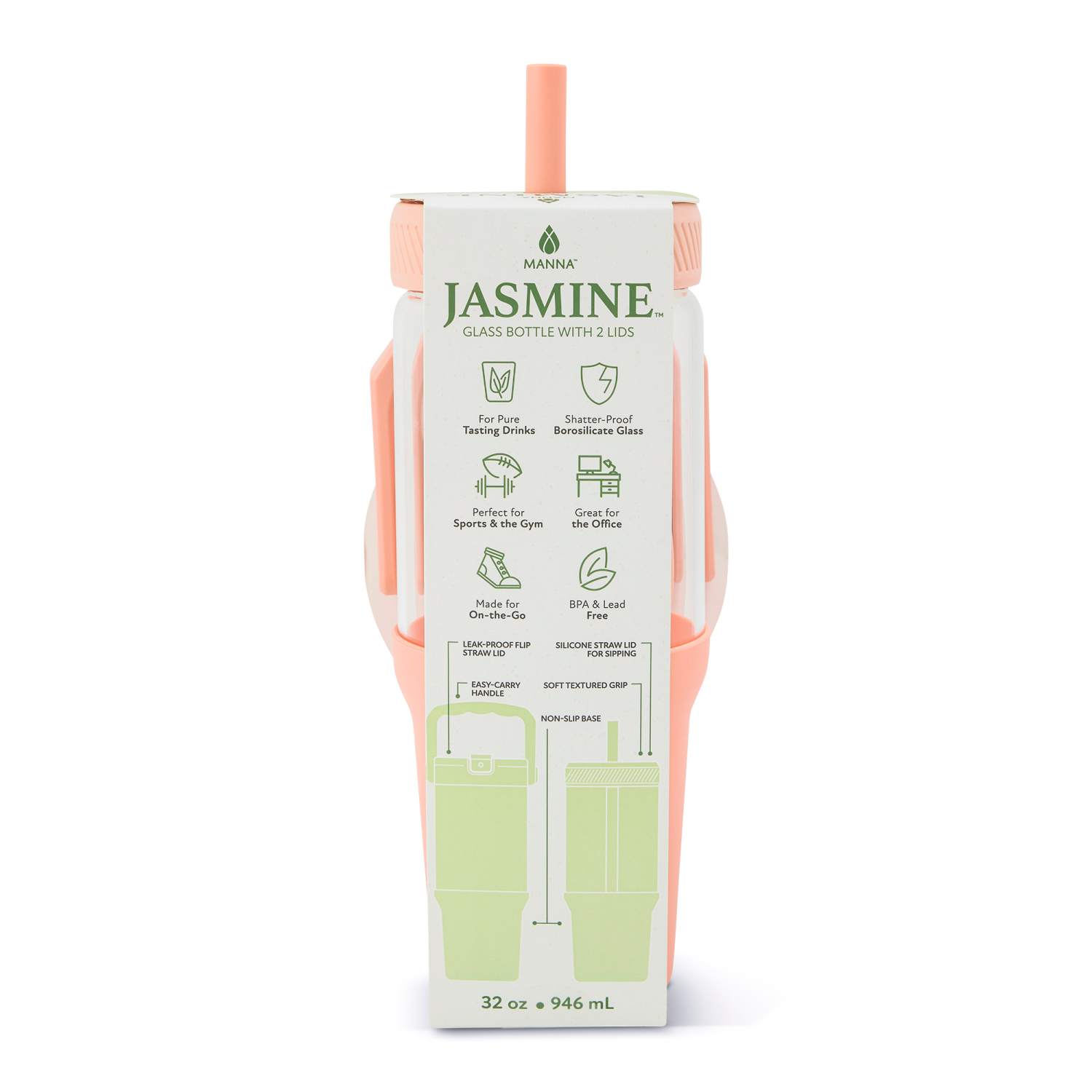 slide 4 of 4, Manna Jasmine Tumbler Peach, 32oz, 32 oz