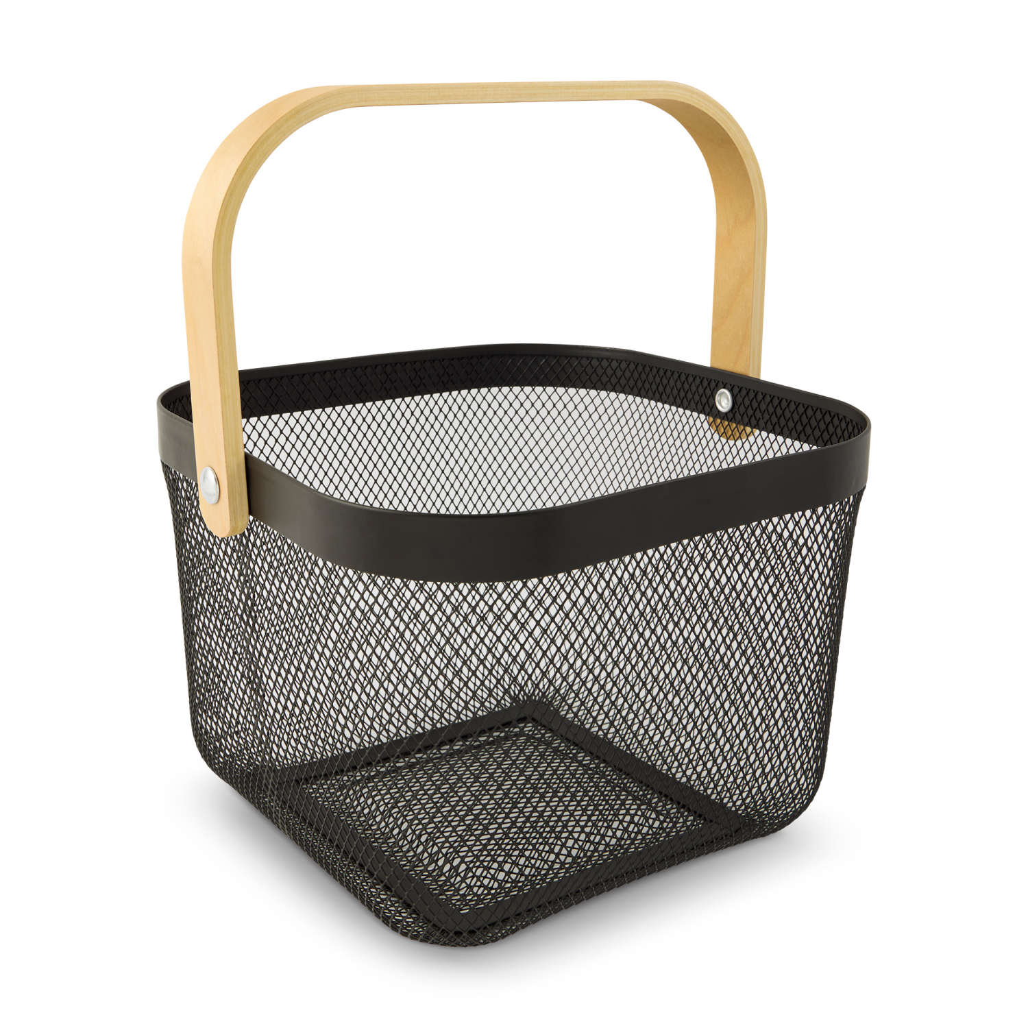 slide 2 of 2, CORE BAMBOO Core Metal Basket with Wood Handle, Black, 1 ct