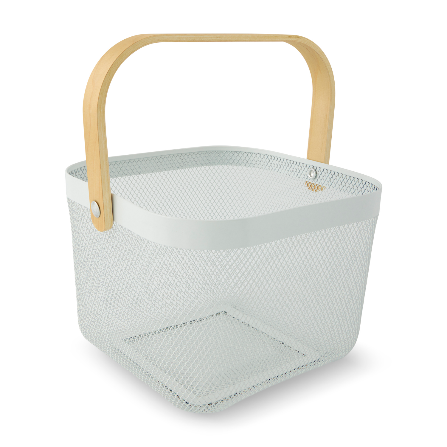 slide 2 of 2, CORE BAMBOO Core Metal Basket with Wood Handle, White, 1 ct
